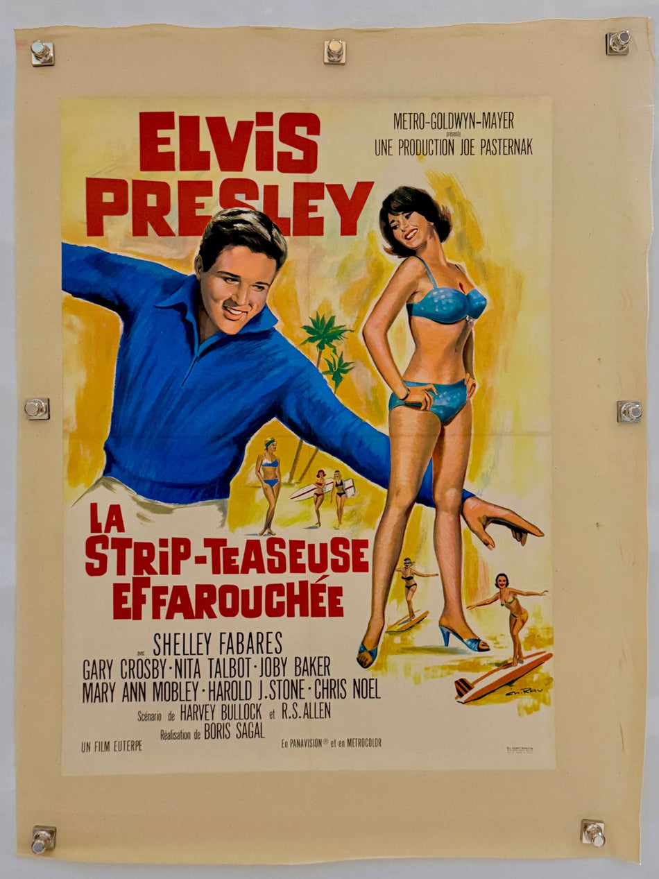 Girl Happy (1965) Original French Elvis Presley Movie Poster 29x39 Linen Backed
