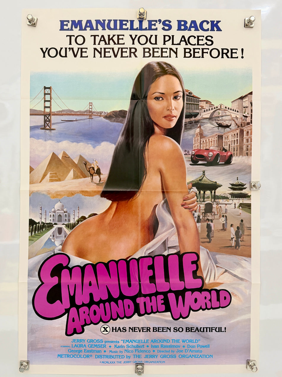 EMANUELLE AROUND THE WORLD 1980 Original Adult Movie Poster 27x41 SS Laura Gemser