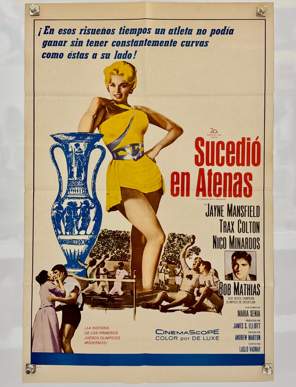 It Happened in Athens (1962) Original Spanish Movie Poster 27x41 Jayne Mansfield