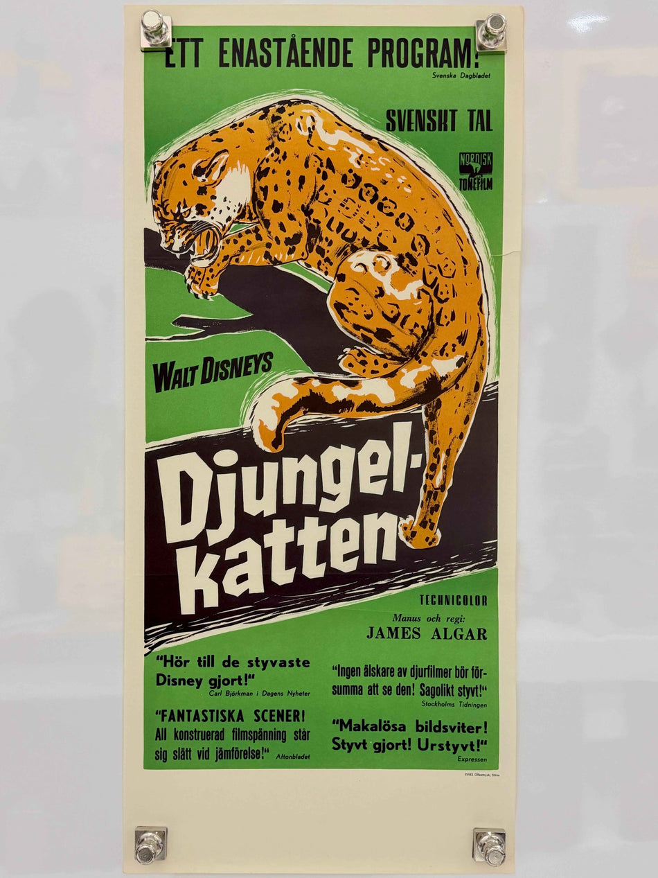Jungle Cat (1961) Original Swedish Disney Movie Poster 12.5x27.5