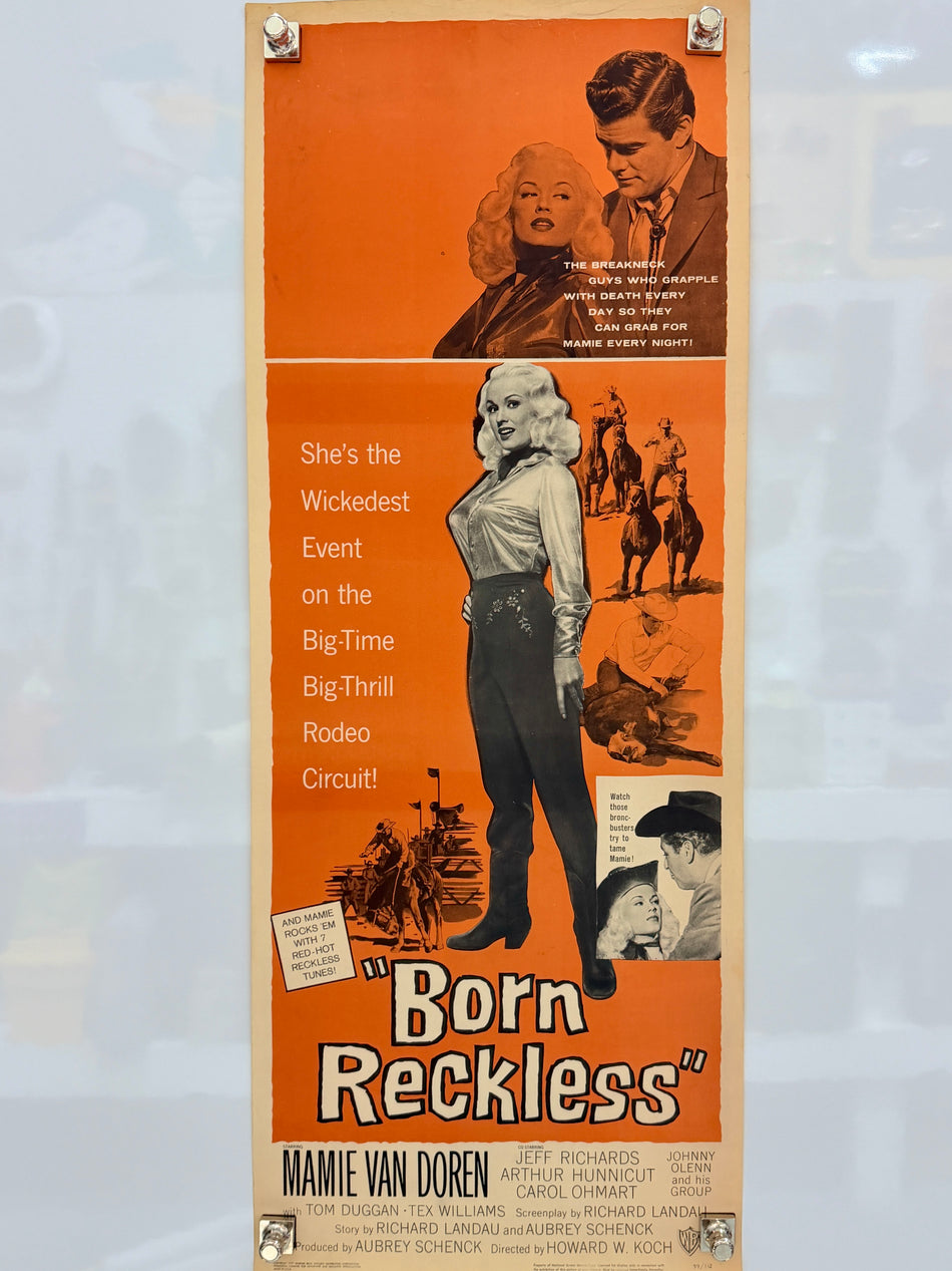 BORN RECKLESS 1958 Original Movie Poster 14x36 Rolled Mamie Van Doren
