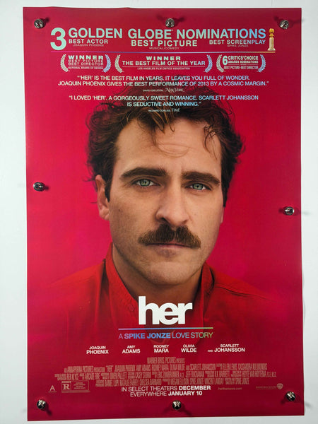 HER 2013 Original Awards Movie Poster 27x40 Rolled Joaquin Phoenix Scarlett Johansson Golden Globes