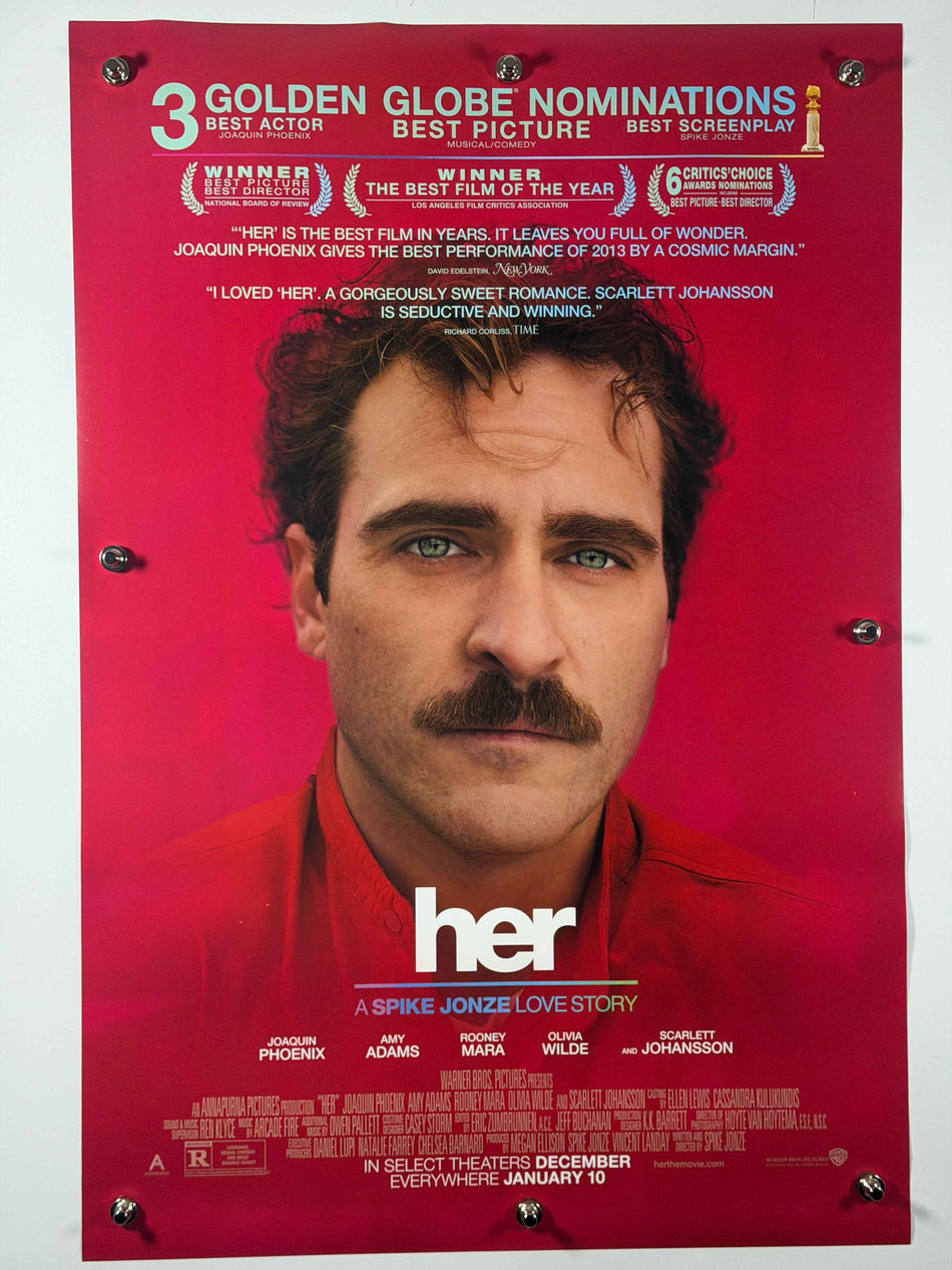 HER 2013 Original Awards Movie Poster 27x40 Rolled Joaquin Phoenix Scarlett Johansson Golden Globes