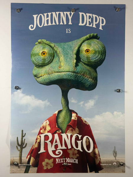 RANGO 2010 Original Teaser Movie Poster 27x40 Rolled DS Johnny Depp Chameleon