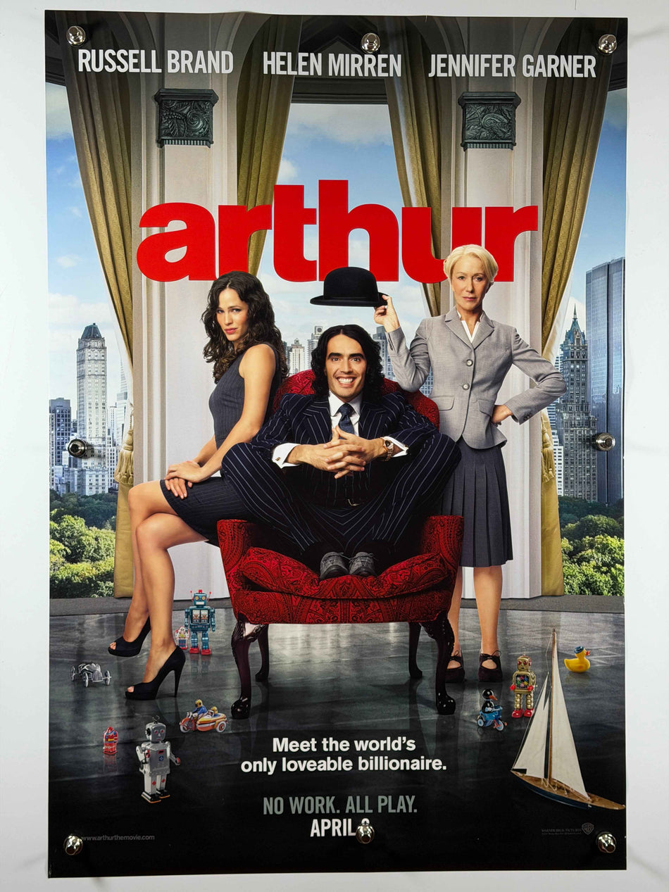 Arthur (2011) Original Movie Poster – Russell Brand, Helen Mirren & Jennifer Garner – 27" x 40" – Double-Sided