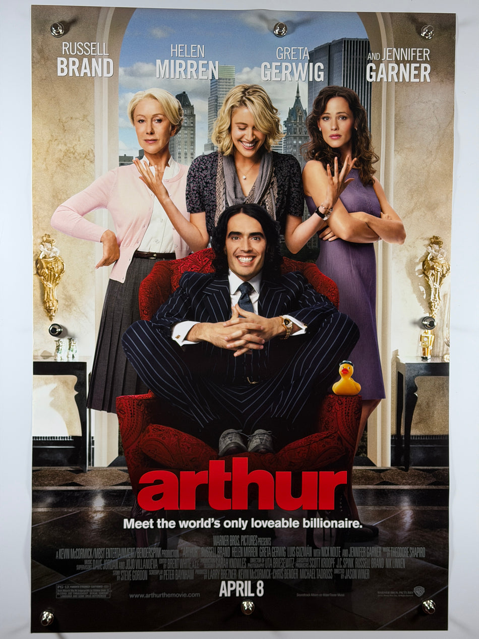 Arthur (2011) Original Movie Poster – Russell Brand, Helen Mirren, Greta Gerwig & Jennifer Garner – 27" x 40" – Double-Sided