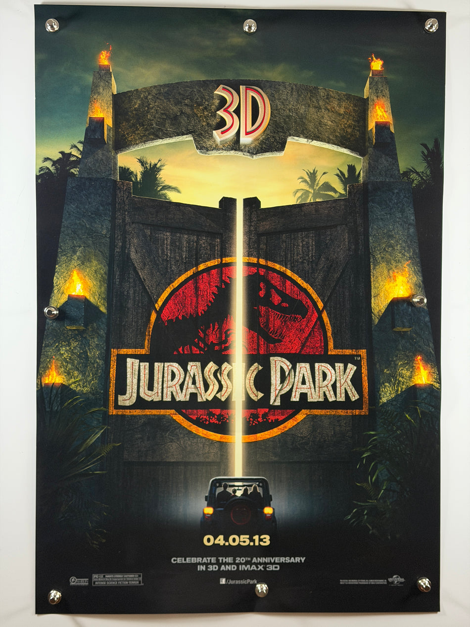 Jurassic Park 2013 Original Movie Poster 27x40 DS 20th Anniversary 3D Re-Release