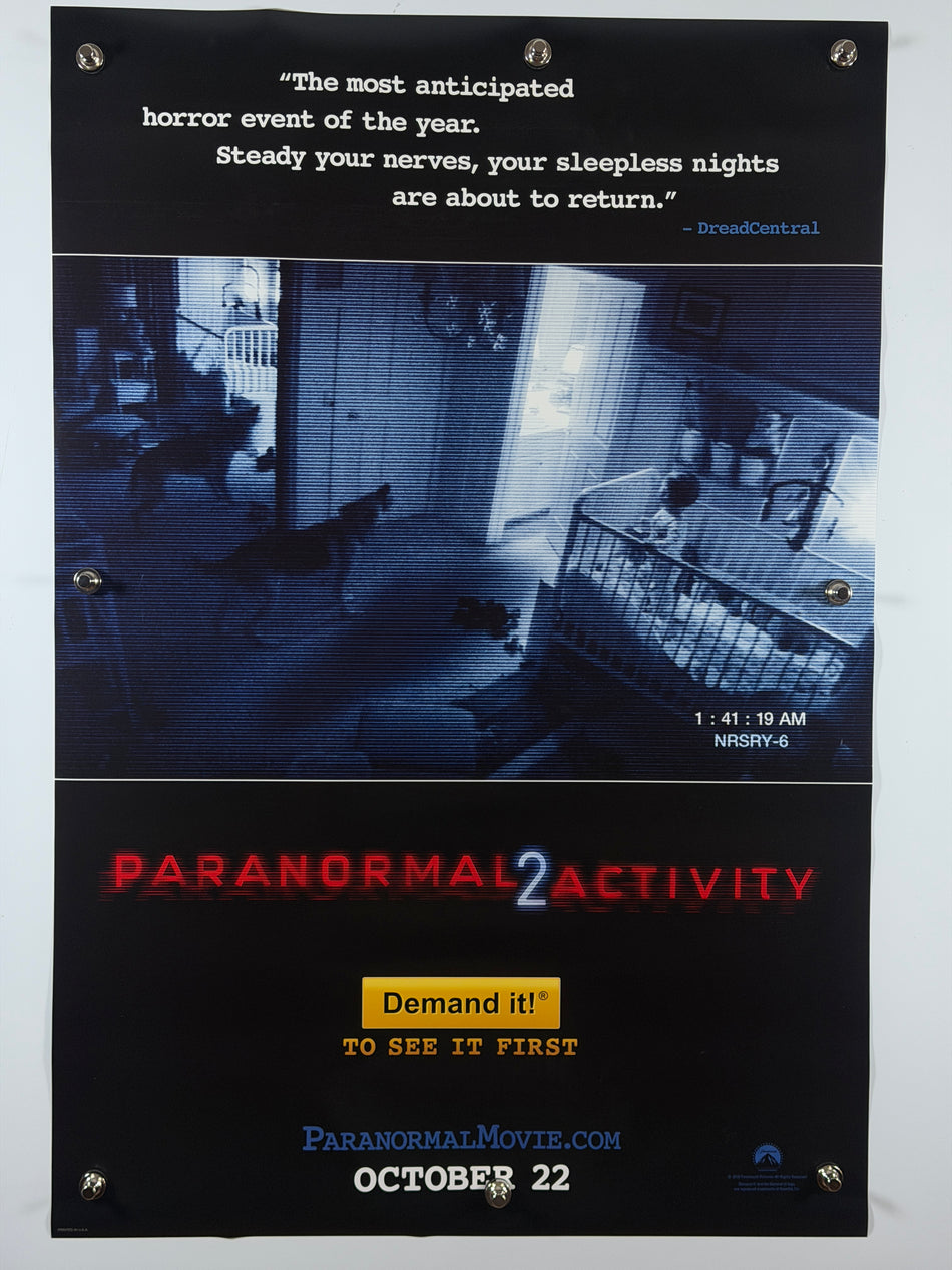 Paranormal Activity 2 2010 Original Movie Poster 27x40 DS Demand It Advance Horror