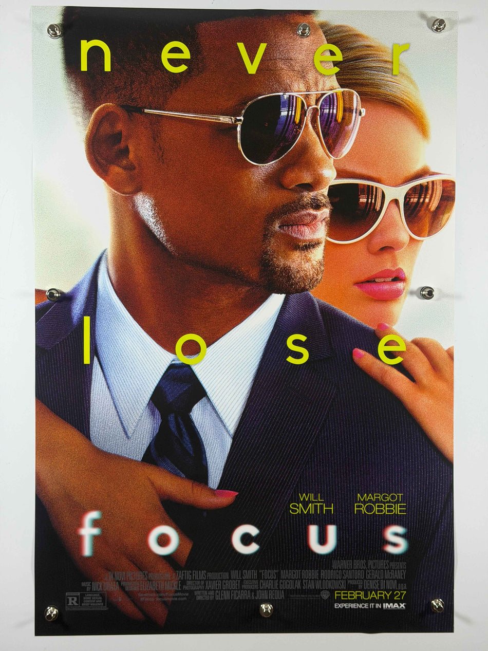 Focus 2015 Original Movie Poster 27x40 DS Will Smith Margot Robbie Never Lose