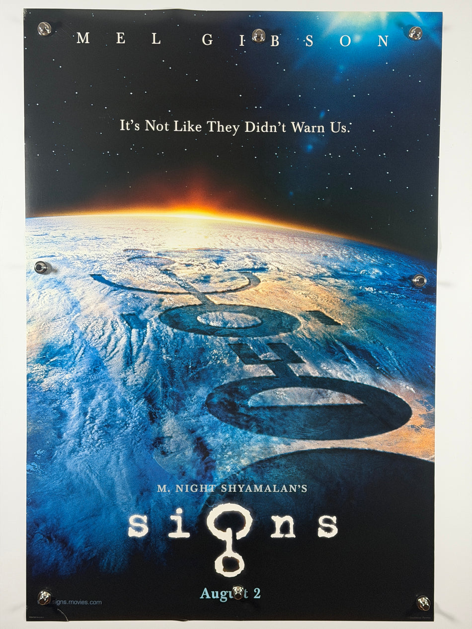 Signs 2002 Original Movie Poster 27x40 DS Mel Gibson M Night Shyamalan Crop Circle