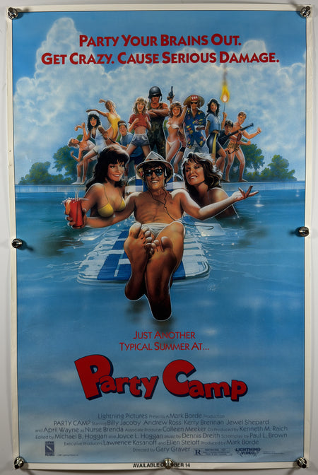 PARTY CAMP 1987 Original Video Release Poster 27x40 SS Rolled Lightning Video Andrew Ross Kerry Brennan - Joe's Geek VLT