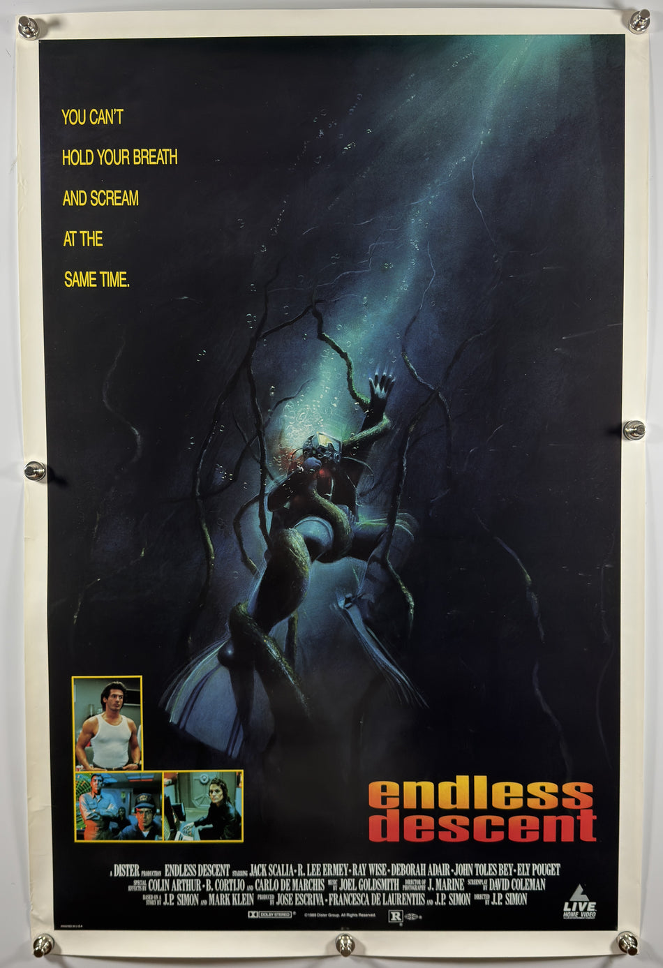 ENDLESS DESCENT 1990 Original Video Release Poster 27x41 SS Rolled Jack Scalia R Lee Ermey - Joe's Geek VLT