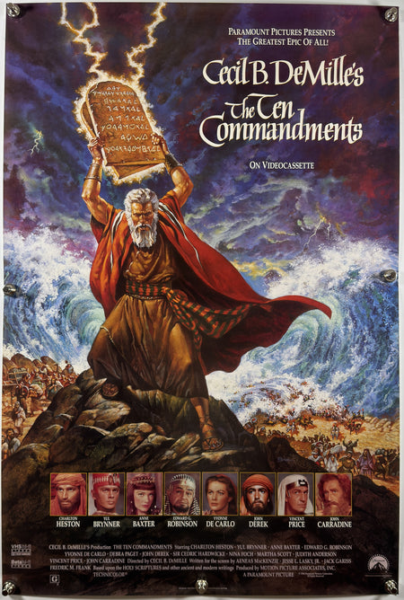 THE TEN COMMANDMENTS 1956 Original Video Release Poster 27x40 SS Rolled Charlton Heston Yul Brynner - Joe's Geek VLT