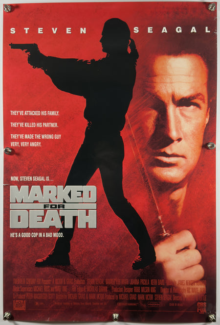 MARKED FOR DEATH 1990 Original Movie Poster 24x37 SS Rolled Steven Seagal - Joe's Geek VLT