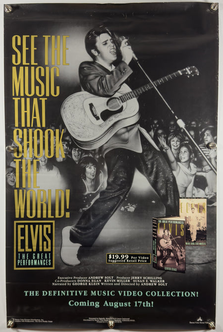 ELVIS THE GREAT PERFORMANCES 1990 Original Video Promo Poster 27x40 SS Rolled Buena Vista Home Video - Joe's Geek VLT