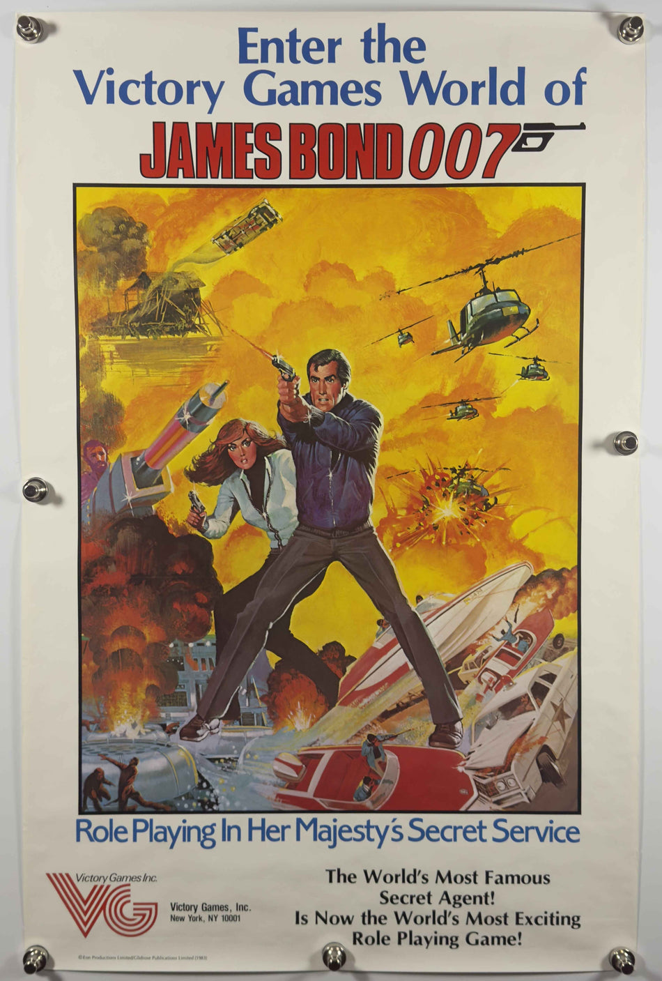 JAMES BOND 007 1983 Original Victory Games RPG Poster Role Playing Game EON SS Rolled