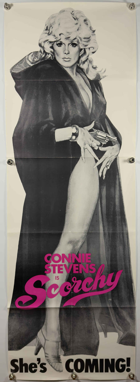 SCORCHY 1976 Original Movie Poster SS Folded Now Rolled Door Panel Teaser Connie Stevens