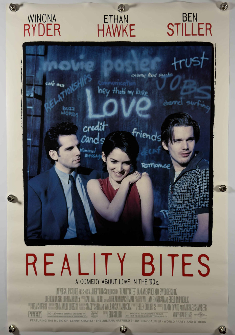 REALITY BITES 1994 Original Movie Poster 27x40 SS Rolled Winona Ryder Ethan Hawke