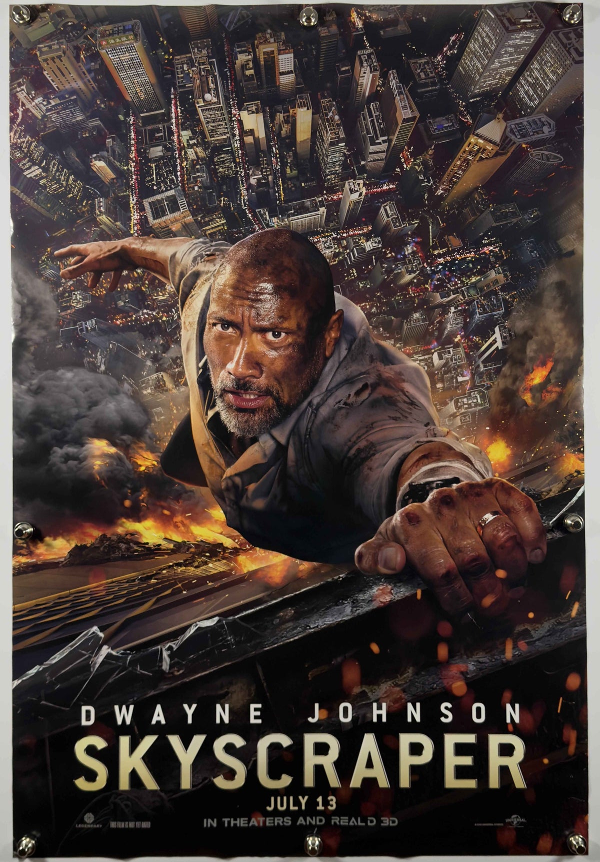 SKYSCRAPER 2018 Original Movie Poster 27x40 DS Rolled Dwayne Johnson RealD 3D