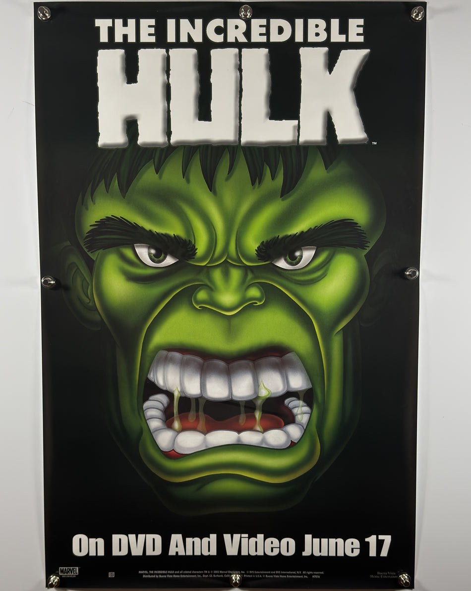 THE INCREDIBLE HULK 2003 Original DVD Video Release Poster SS Rolled Marvel Animated Series