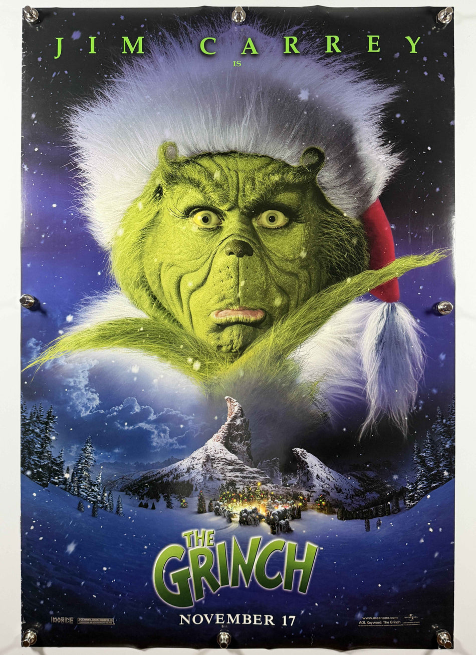 THE GRINCH 2000 Original Teaser Movie Poster 27x40 DS Rolled Jim Carrey Dr Seuss