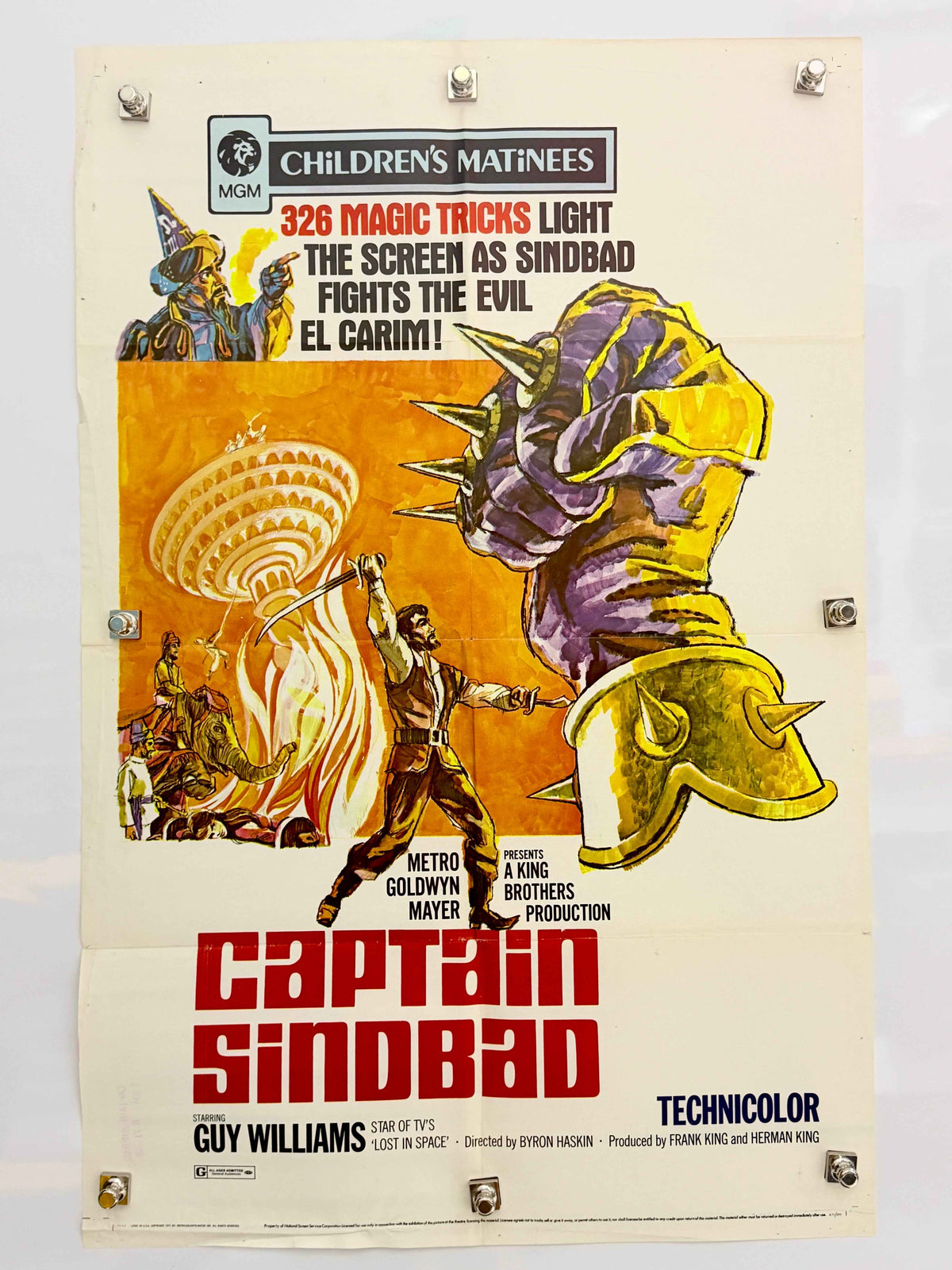 CAPTAIN SINDBAD 1963 Original Children's Matinee Movie Poster 27x41 SS Guy Williams