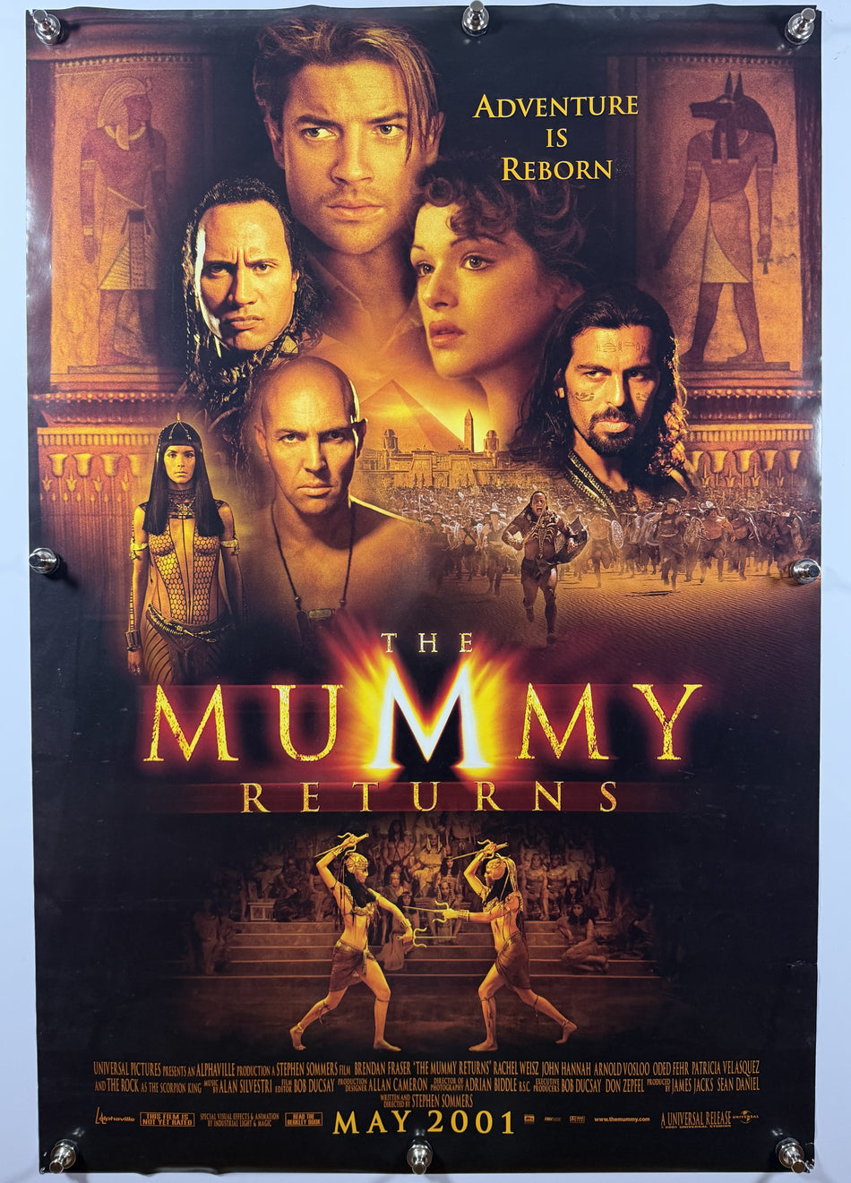 THE MUMMY RETURNS 2001 Original Movie Poster 27x40 DS Rolled Brendan Fraser The Rock
