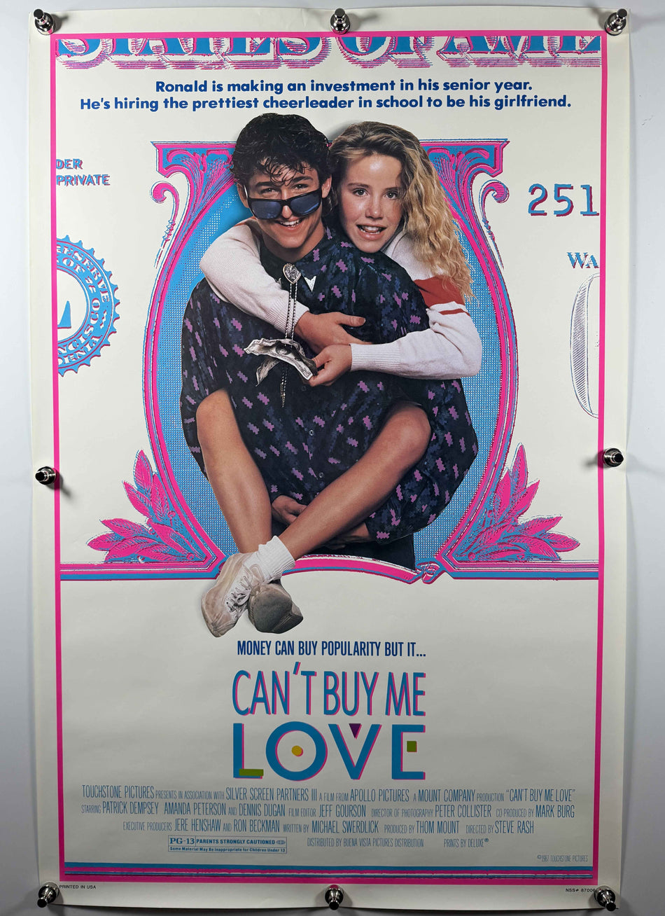 CAN'T BUY ME LOVE 1987 Original Movie Poster 27x41 SS Rolled Patrick Dempsey Amanda Peterson
