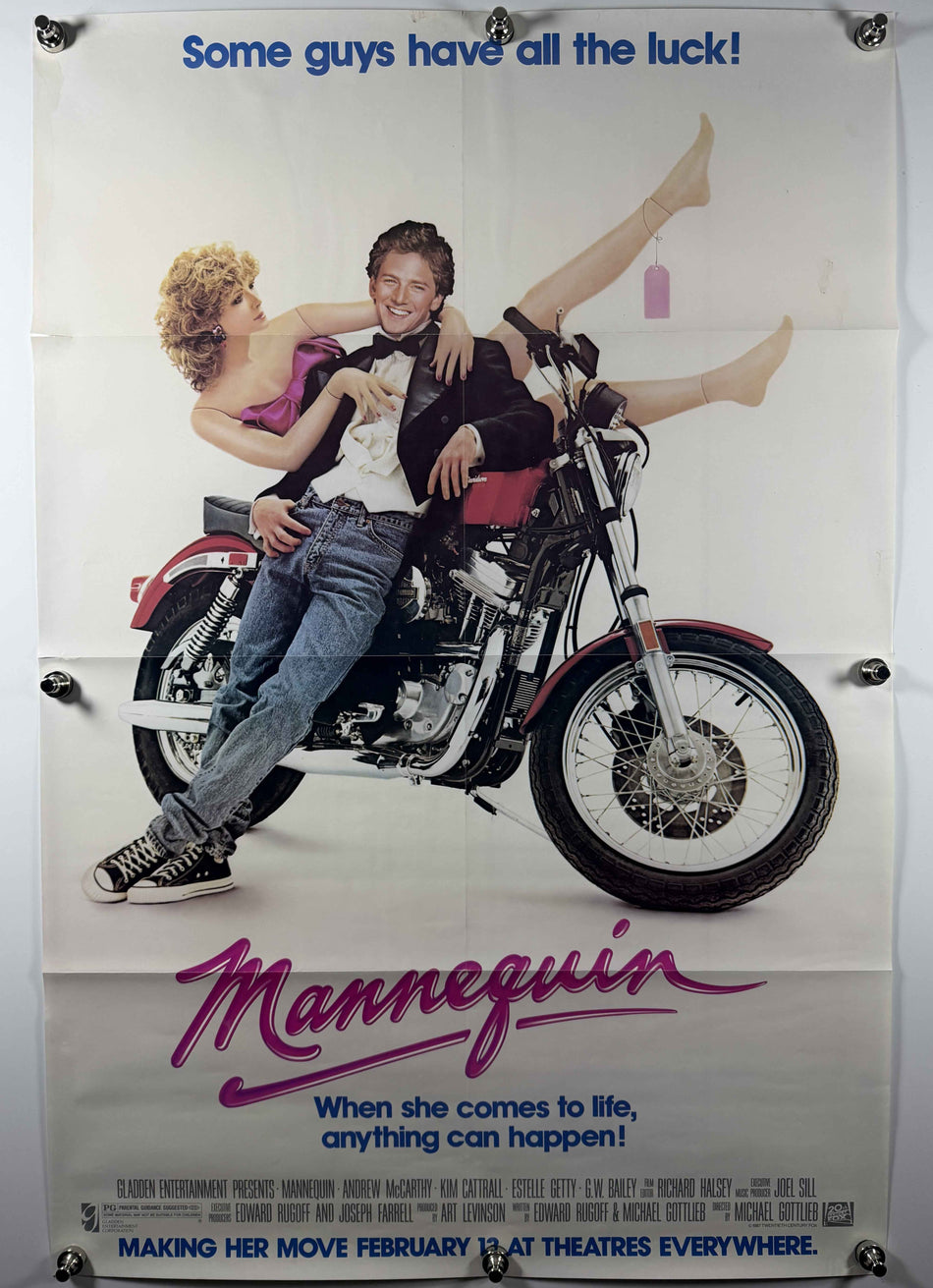 MANNEQUIN 1987 Original Movie Poster 27x41 Folded Now SS Rolled Andrew McCarthy Kim Cattrall