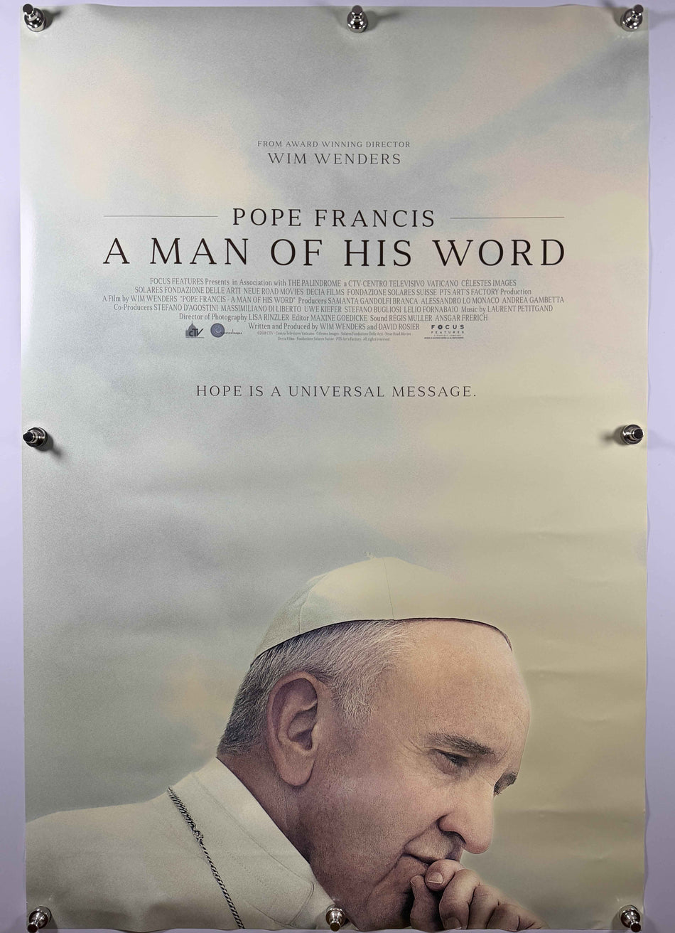 POPE FRANCIS A MAN OF HIS WORD 2018 Original Movie Poster 27x40 DS Rolled Wim Wenders Focus Features