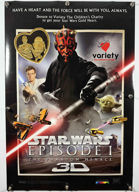 * HOLY GRAIL* STAR WARS EPISODE I THE PHANTOM MENACE 3D 2011 Original Variety Gold Heart Charity Postern 27x40 DS Rolled