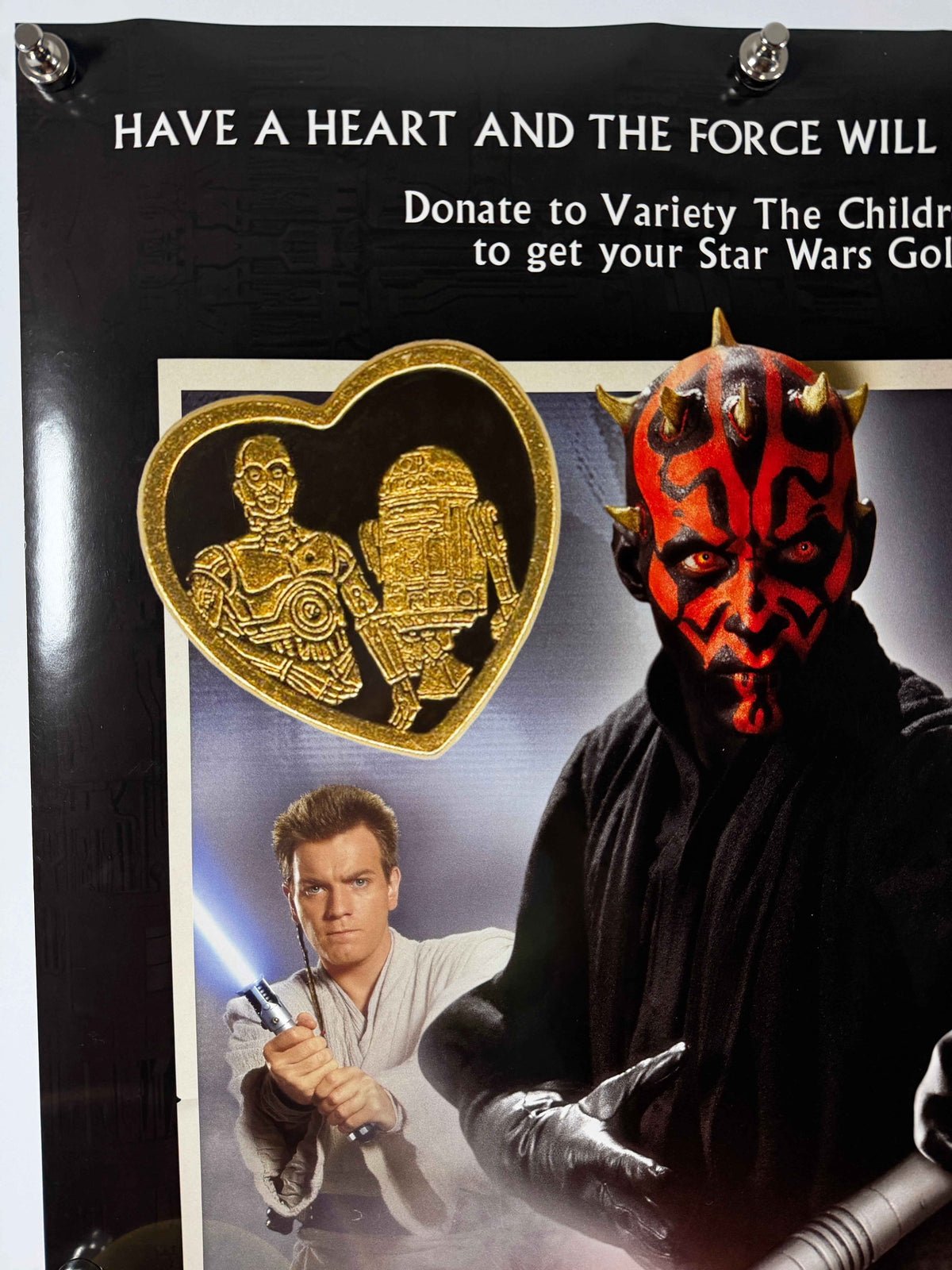 * HOLY GRAIL* STAR WARS EPISODE I THE PHANTOM MENACE 3D 2011 Original Variety Gold Heart Charity Postern 27x40 DS Rolled