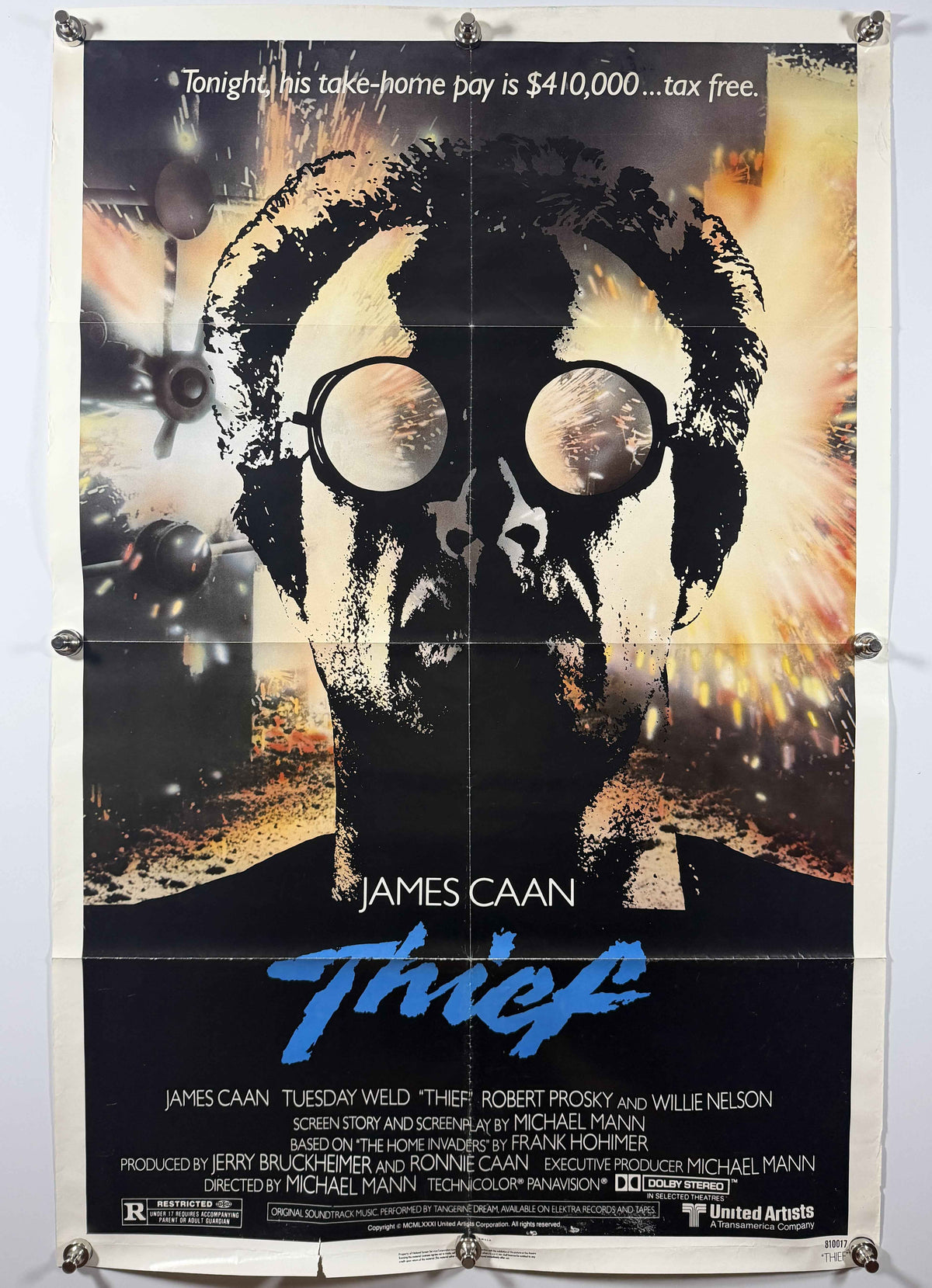 THIEF 1981 Original Movie Poster 27x41 SS Folded Now Rolled James Caan Michael Mann
