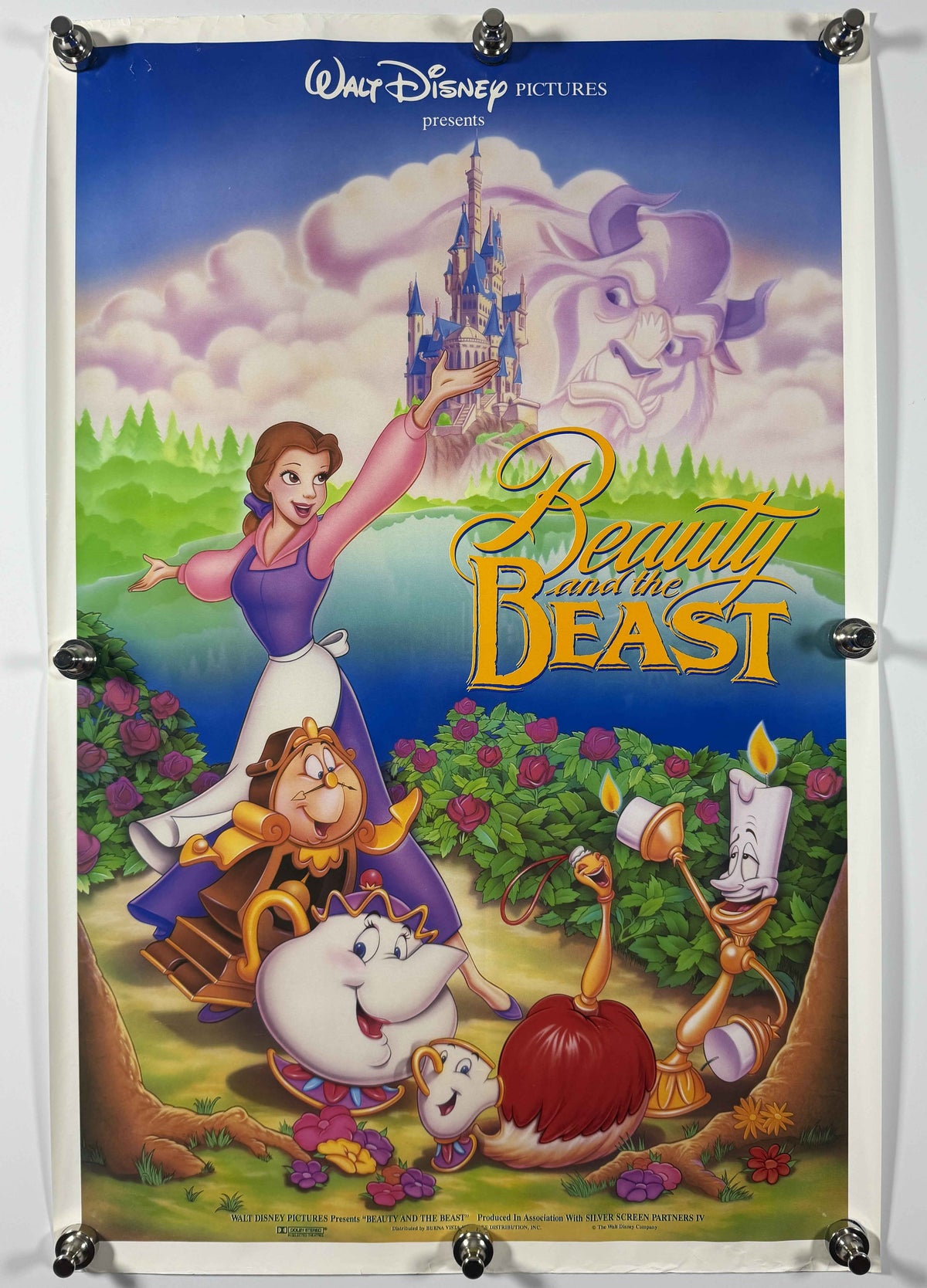 BEAUTY AND THE BEAST 1991 Cast Style Original Movie Poster 16x27 SS Rolled Walt Disney Belle Beast