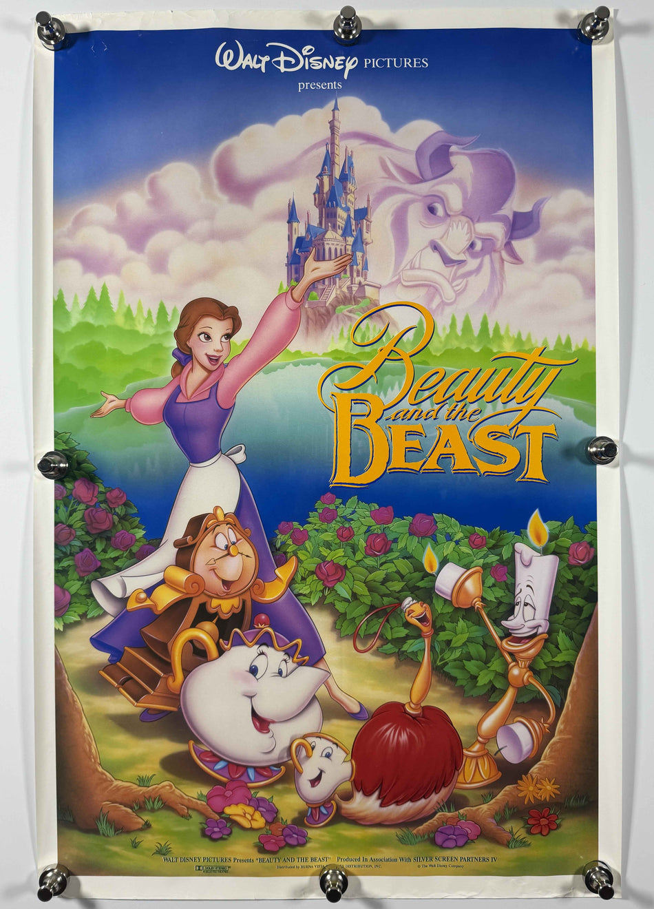BEAUTY AND THE BEAST 1991 Cast Style Original Movie Poster 16x27 SS Rolled Walt Disney Belle Beast