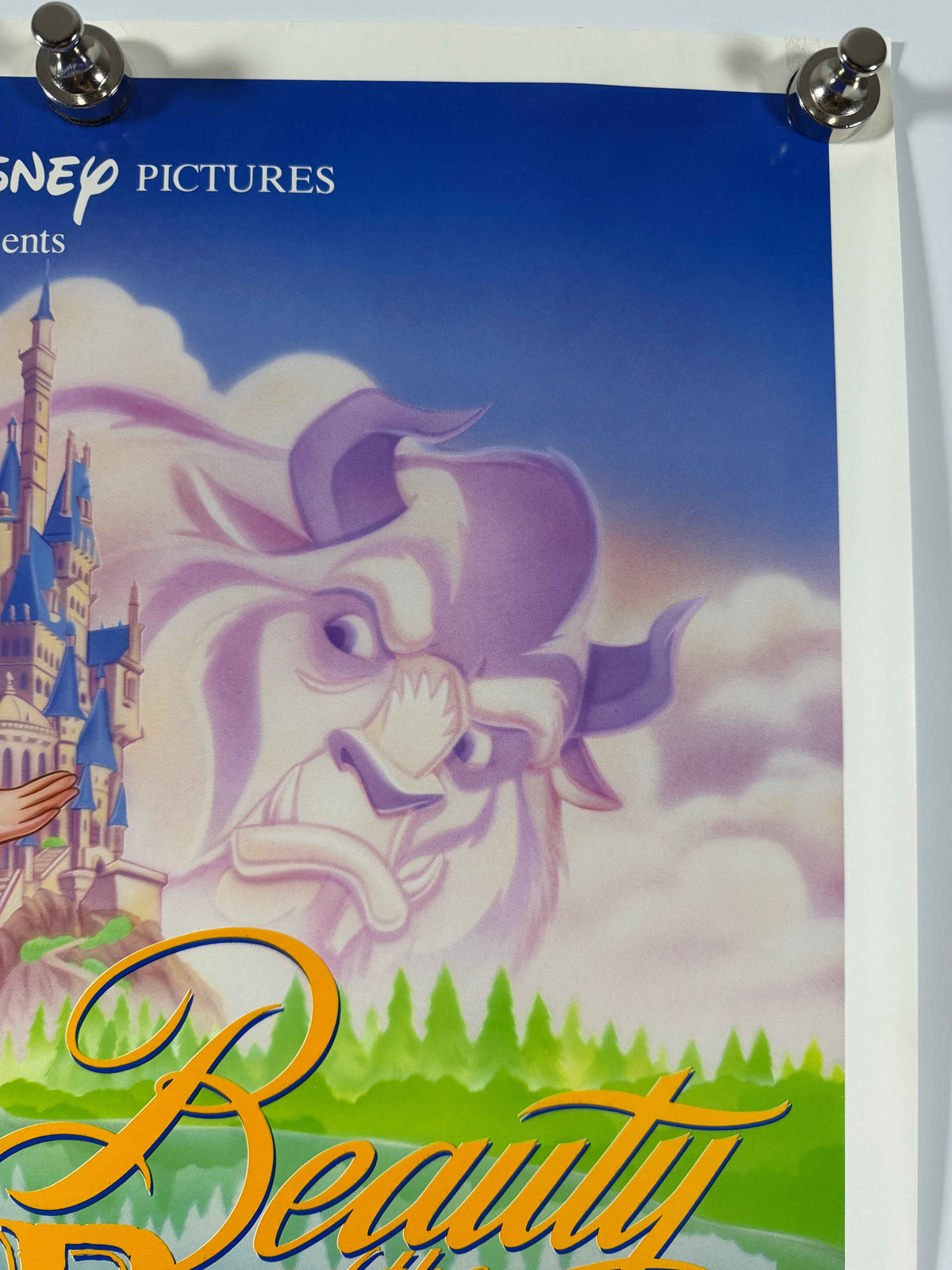 BEAUTY AND THE BEAST 1991 Cast Style Original Movie Poster 16x27 SS Rolled Walt Disney Belle Beast
