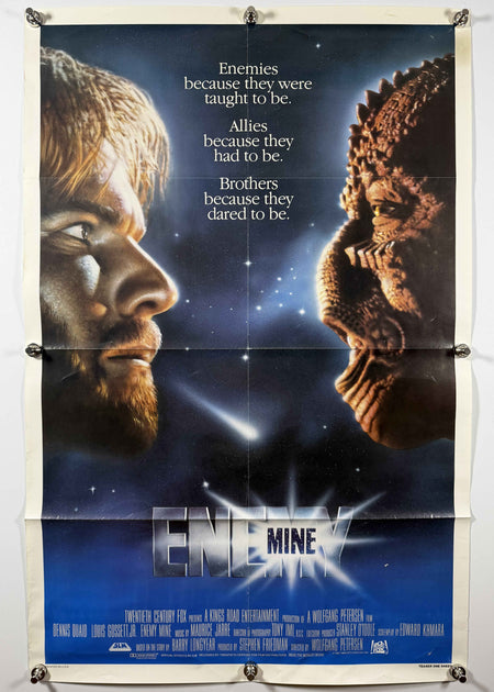 ENEMY MINE 1985 Original Teaser Movie Poster 27x41 SS Folded Now Rolled Dennis Quaid Louis Gossett Jr