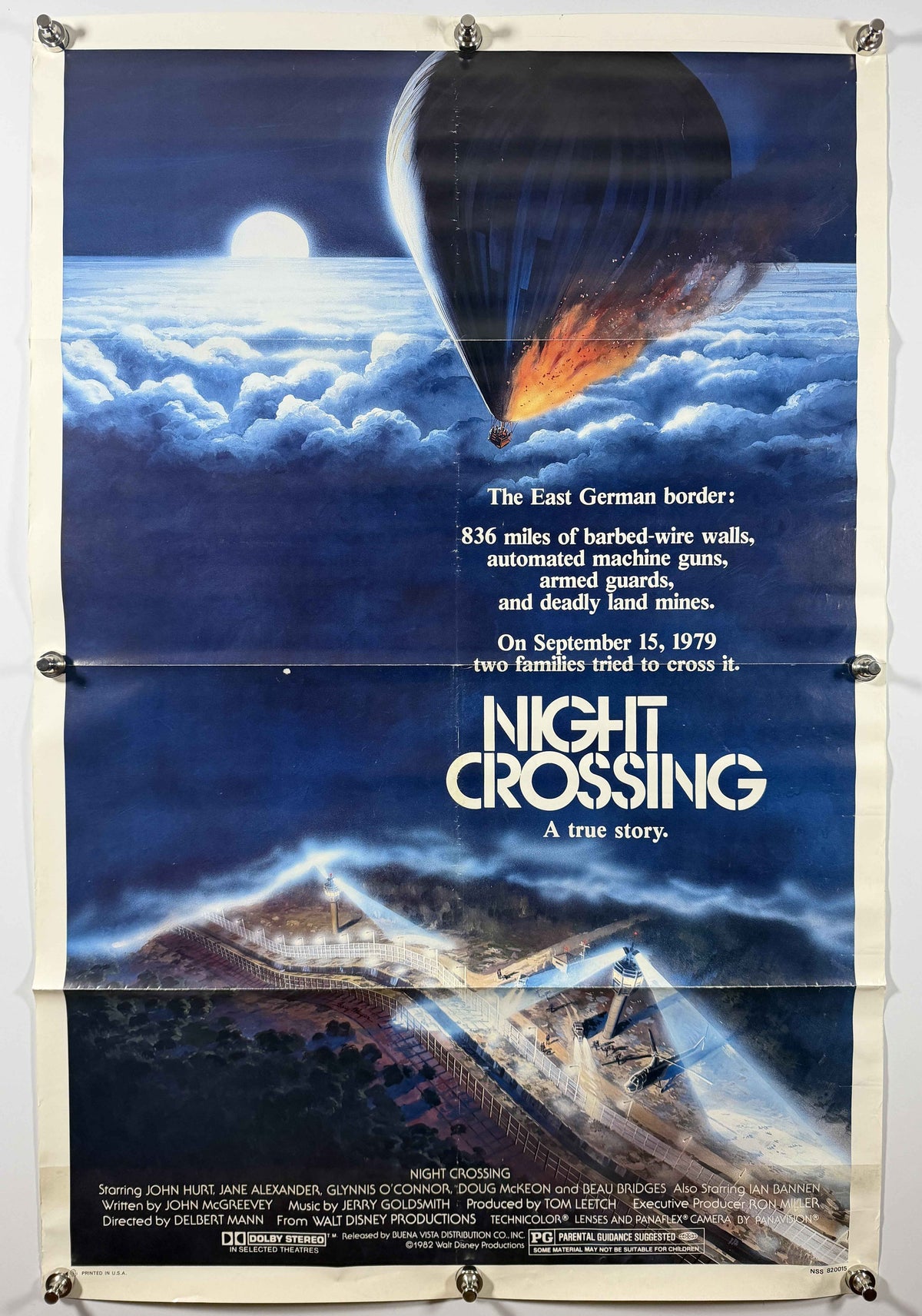 NIGHT CROSSING 1982 Original Movie Poster 27x41 SS Folded Now Rolled John Hurt Beau Bridges Disney