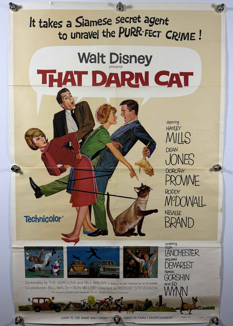 THAT DARN CAT 1973 Original Re-Release Movie Poster 27x41 SS Folded Now Rolled Hayley Mills Dean Jones