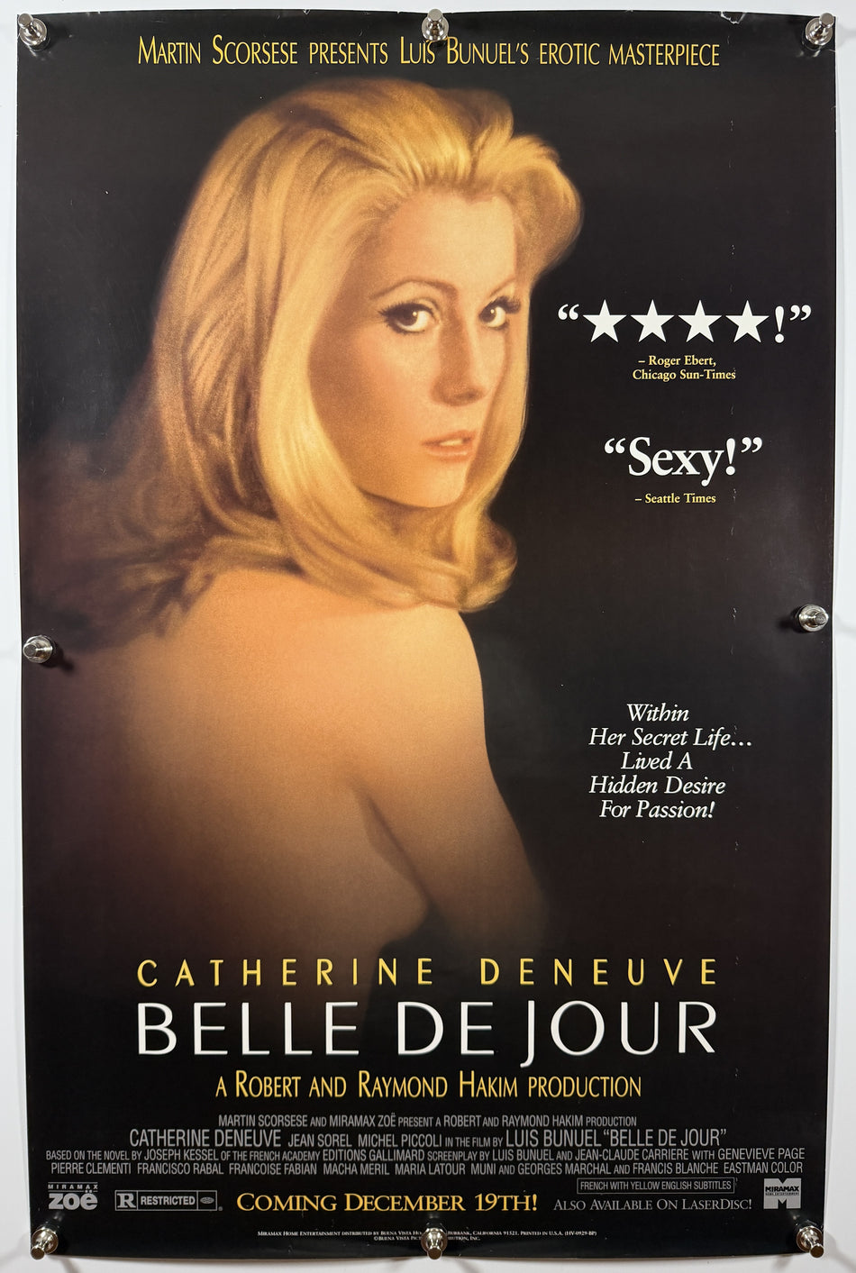 BELLE DE JOUR 1995 Original U.S Home Video Premiere Advance Poster 27x40 SS Rolled Catherine Deneuve