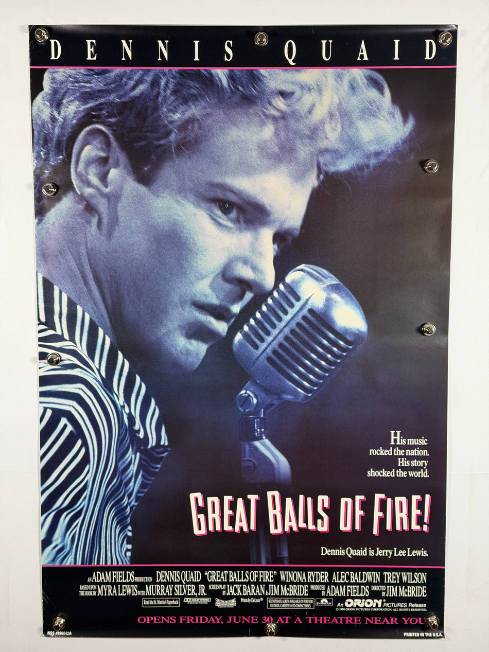 GREAT BALLS OF FIRE! 1989 Original Movie Poster 27x40 Dennis Quaid - Joe's Geek VLT