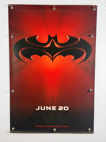 BATMAN & ROBIN 1997 Original Movie Poster 27x40 DS Rolled Teaser June 20 Red Bat Logo - Joe's Geek VLT