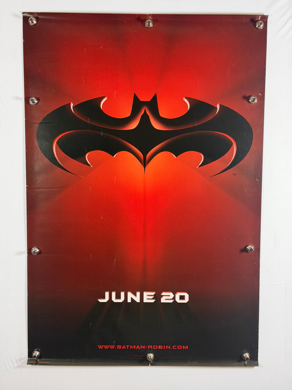 BATMAN & ROBIN 1997 Original Movie Poster 27x40 DS Rolled Teaser June 20 Red Bat Logo