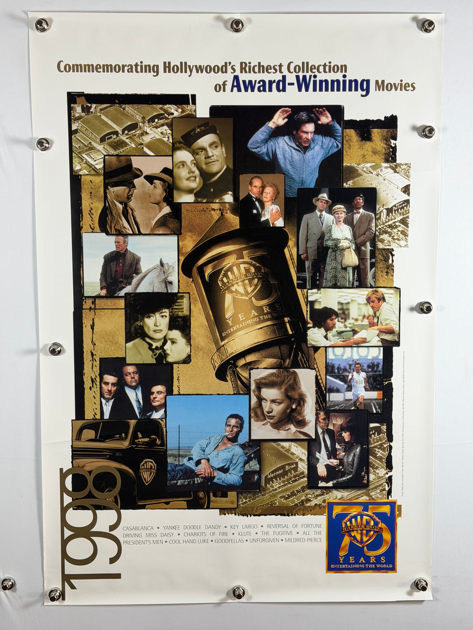 WARNER BROS. 75TH ANNIVERSARY 1998 Original Poster 27x40 SS Rolled Award-Winning Movies Montage
