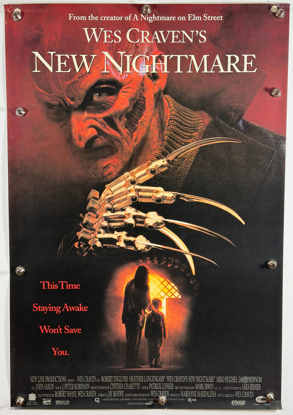 WES CRAVEN'S NEW NIGHTMARE 1994 Original Movie Poster 27x40 SS Rolled Freddy Krueger