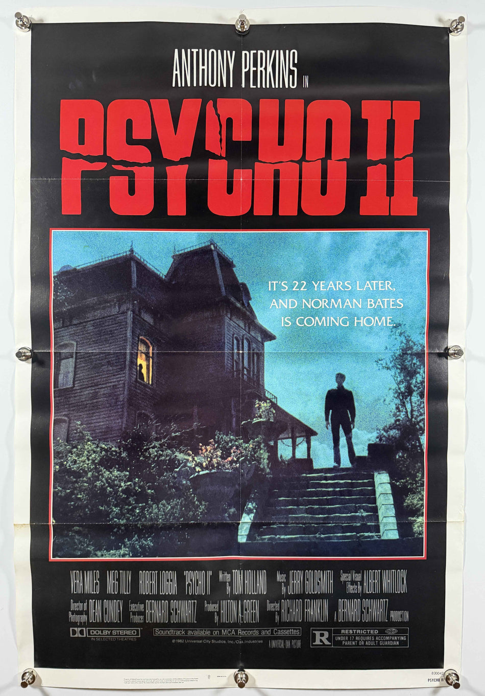 PSYCHO II 1983 Original Movie Poster 27x41 SS Folded Now Rolled Anthony Perkins Vera Miles