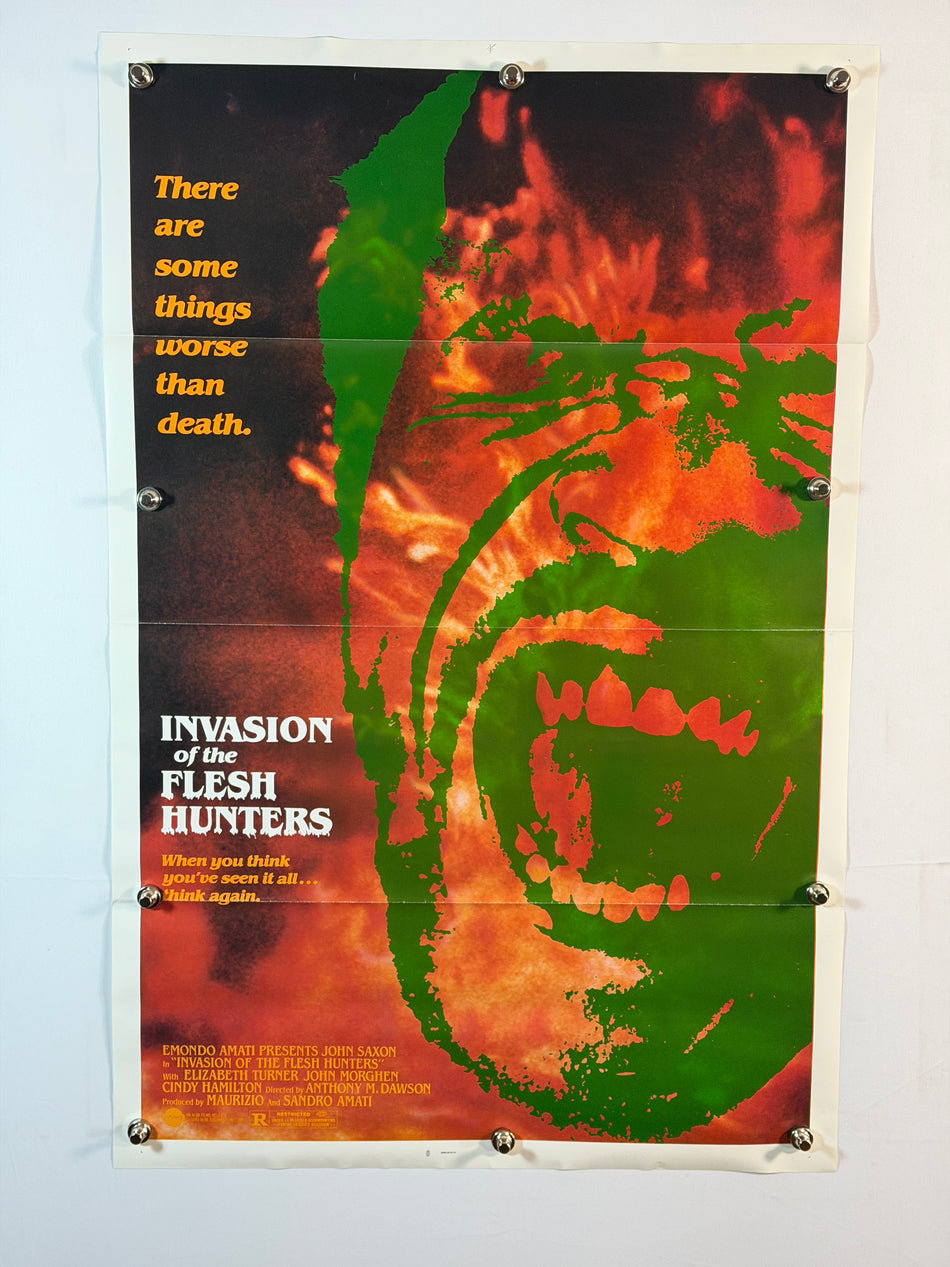 INVASION OF THE FLESH HUNTERS 1980 Original Movie Poster 27x41 SS Rolled John Saxon - Joe's Geek VLT