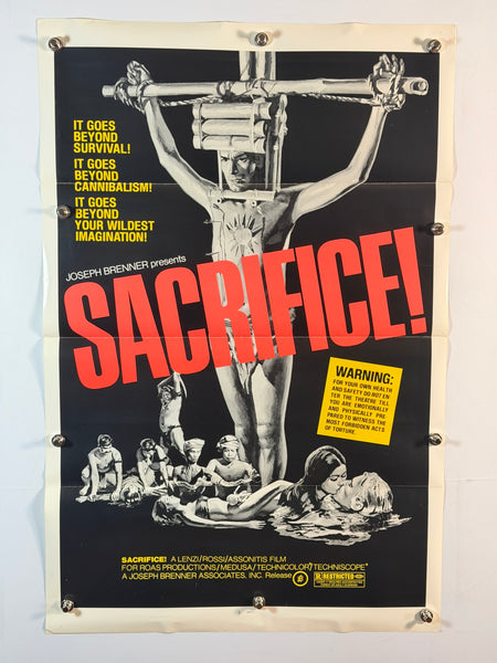 SACRIFICE! 1973 Original Movie Poster 27x41 SS Rolled Umberto Lenzi Cannibal Cult - Joe's Geek VLT