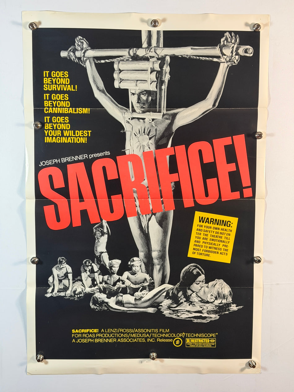 SACRIFICE! 1973 Original Movie Poster 27x41 SS Rolled Umberto Lenzi Cannibal Cult - Joe's Geek VLT