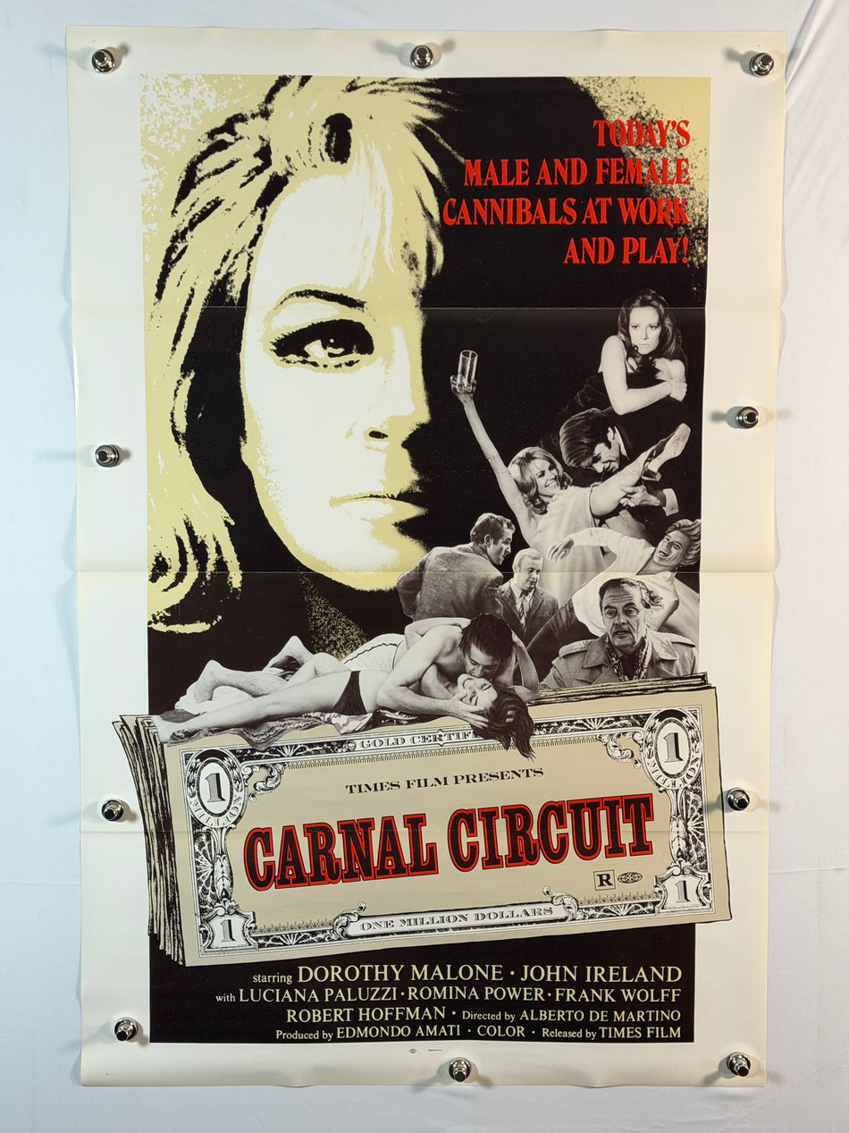 CARNAL CIRCUIT 1969 Original Movie Poster 27x41 SS Rolled Dorothy Malone Luciana Paluzzi